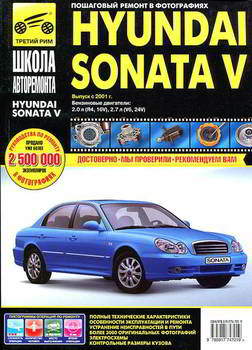 Каталог Hyundai Sonata 5 с 2001 г., бенз. дв. 1.2; 1.4; 1.6; ч/б фото, рук. по рем. 
